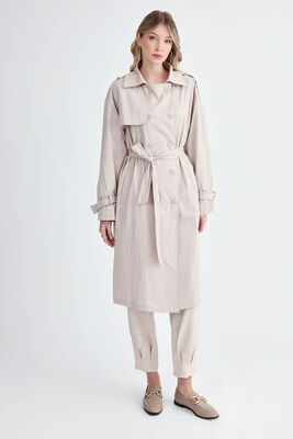 VİTRİN - Kemerli Uzun Trençkot (1)