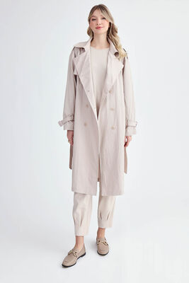 Kemerli Uzun Trençkot - Thumbnail (2)