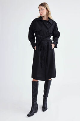 Kemerli Uzun Trençkot - Thumbnail (16)