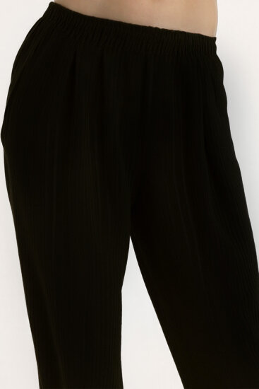 Kendinden Desenli Beli Lastikli Pileli Pantolon - 17