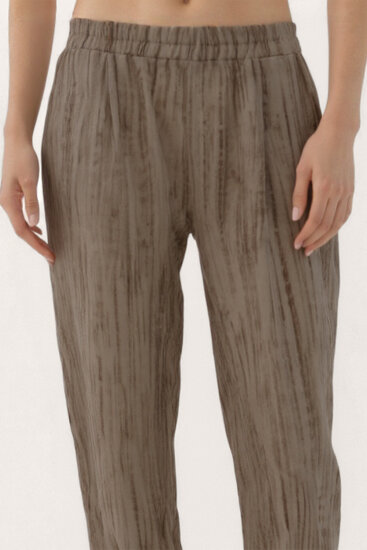 Kendinden Desenli Beli Lastikli Pileli Pantolon - 22