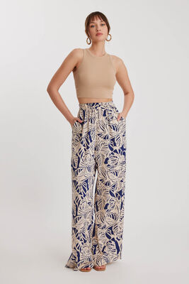 Kendinden Desenli Beli Lastikli Rahat Pantolon - Thumbnail (3)