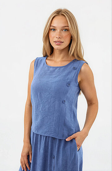 Kendinden Desenli Düğmeli Bluz (1)