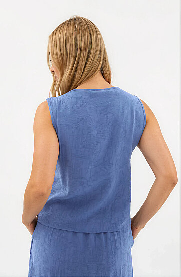 Kendinden Desenli Düğmeli Bluz - 4