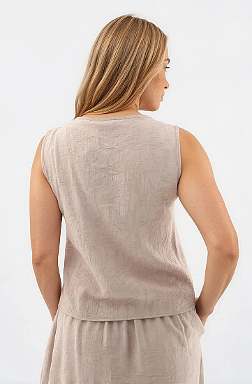 Kendinden Desenli Düğmeli Bluz - 8