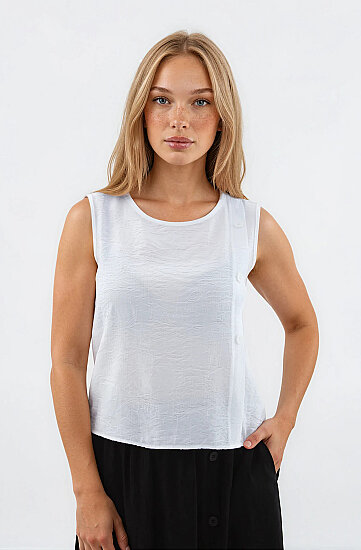 Kendinden Desenli Düğmeli Bluz - 9