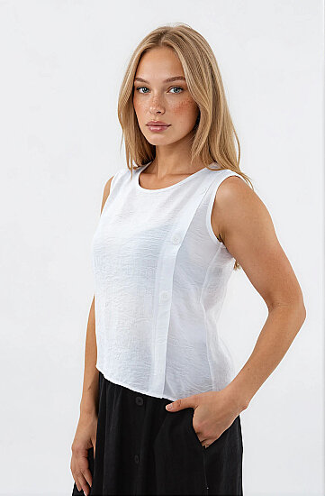 Kendinden Desenli Düğmeli Bluz - 10