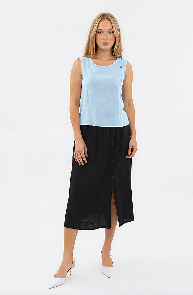 Kendinden Desenli Düğmeli Bluz - 14