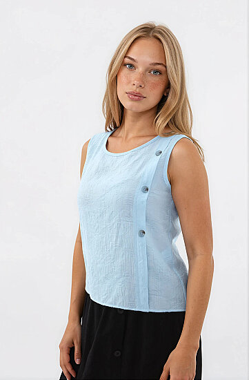 Kendinden Desenli Düğmeli Bluz - 15