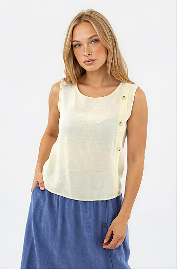 Kendinden Desenli Düğmeli Bluz - 18