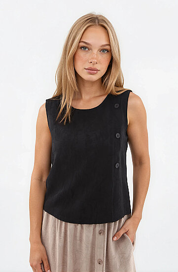 Kendinden Desenli Düğmeli Bluz - 21