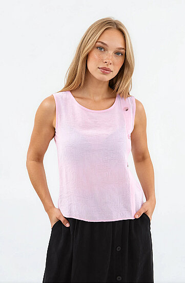 Kendinden Desenli Düğmeli Bluz - 25