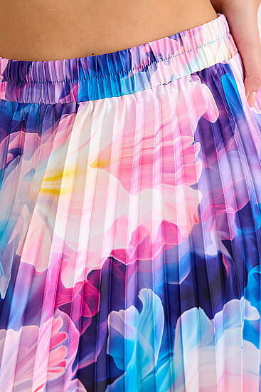 Kendinden Desenli Piliseli Midi Boy Etek - 2