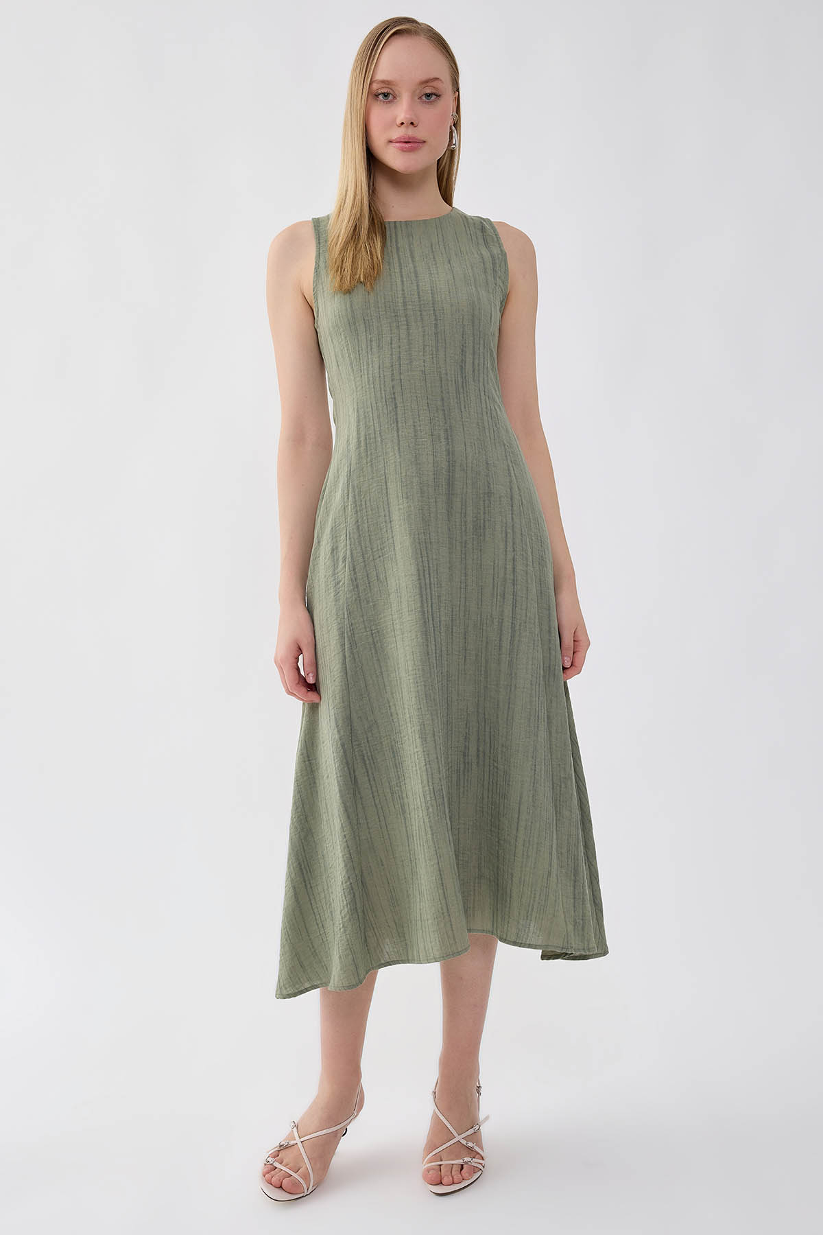 VİTRİN - Kendinden Desenli Verev Elbise