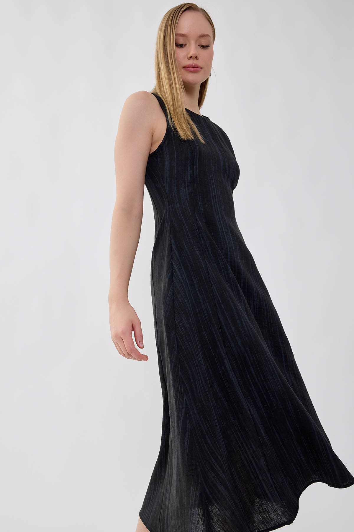 Kendinden Desenli Verev Elbise - Thumbnail