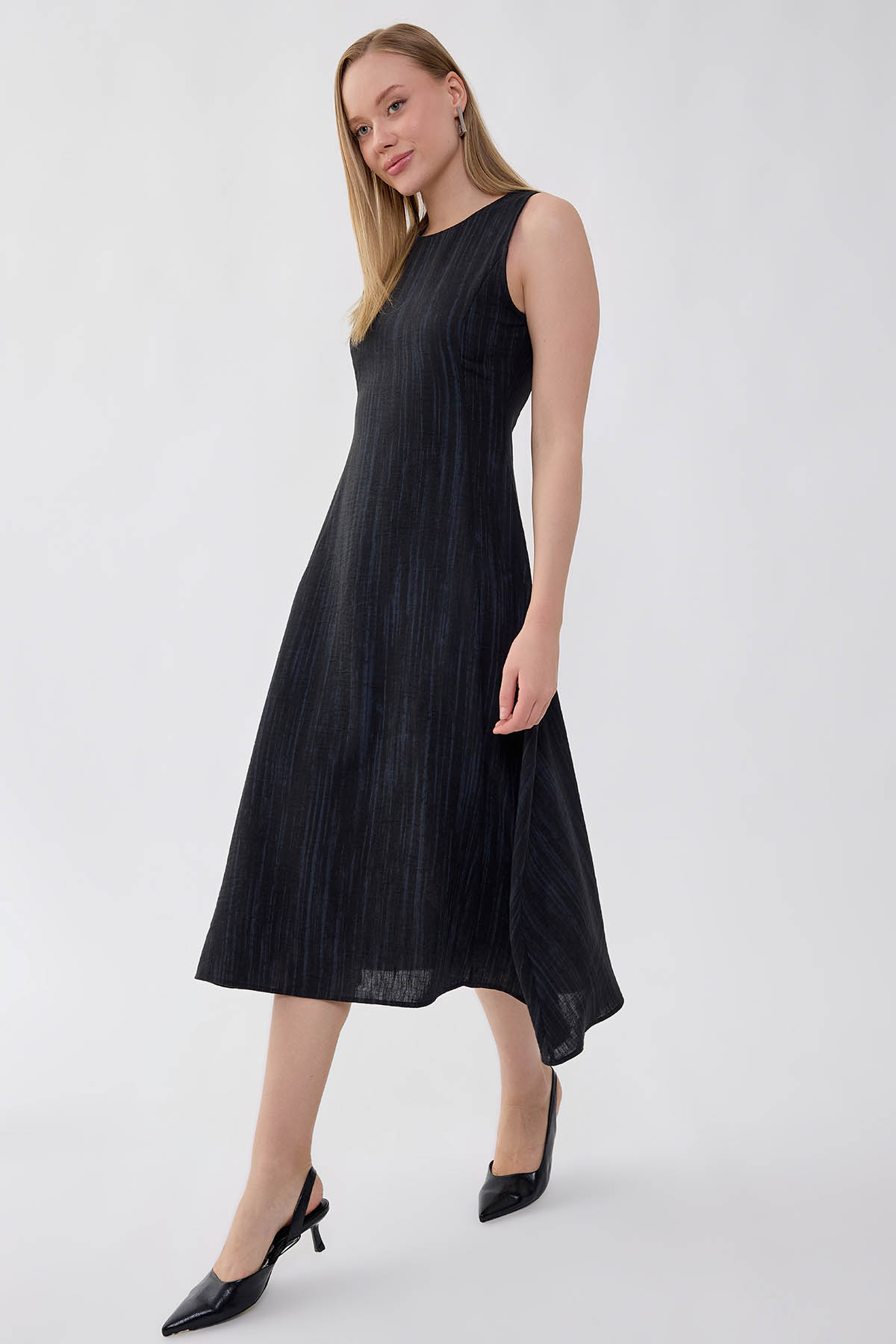 Kendinden Desenli Verev Elbise - Thumbnail