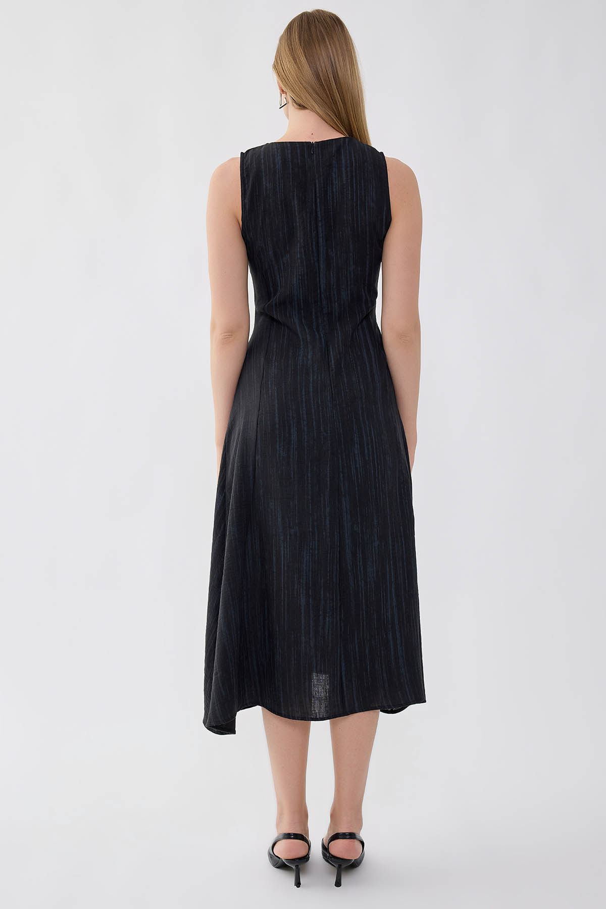 Kendinden Desenli Verev Elbise - Thumbnail