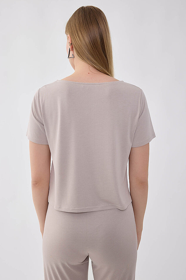 Kısa Kol Rahat Bluz - 4