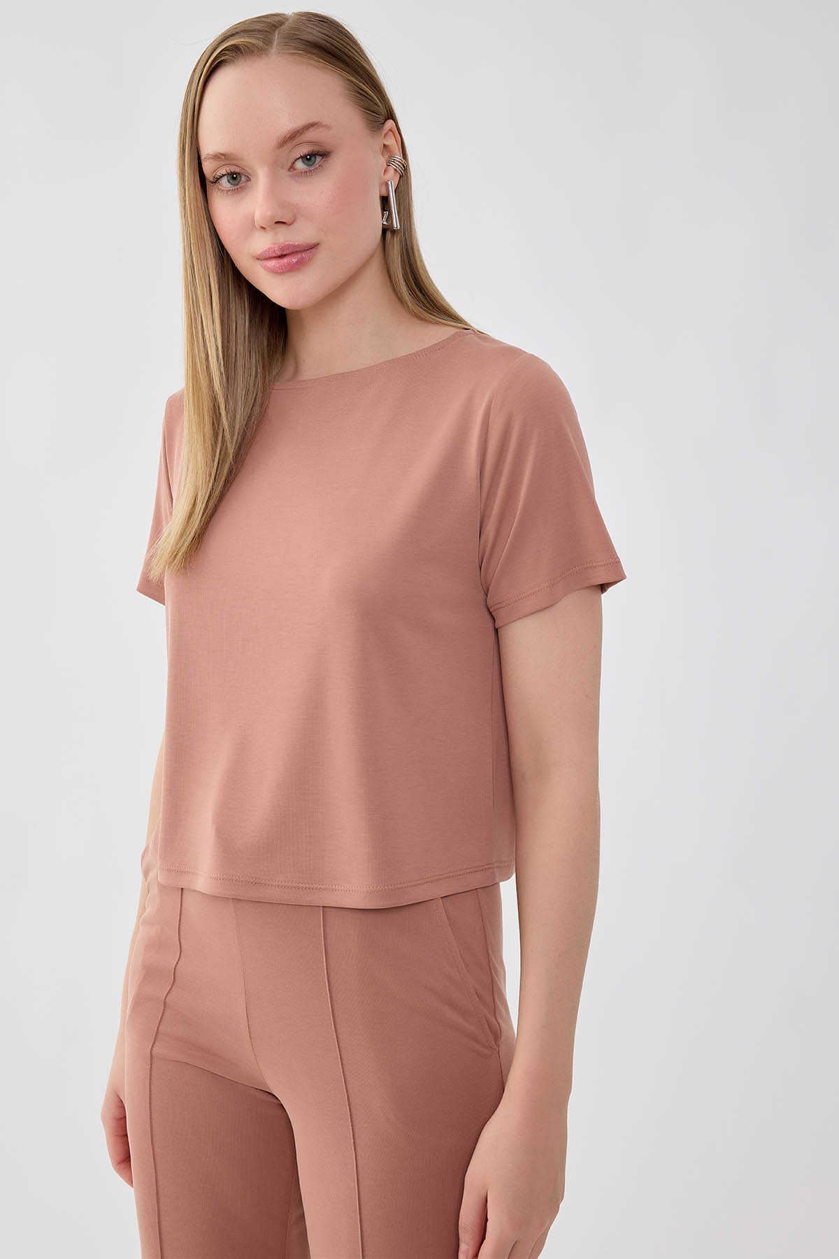 Kısa Kol Rahat Bluz - Thumbnail