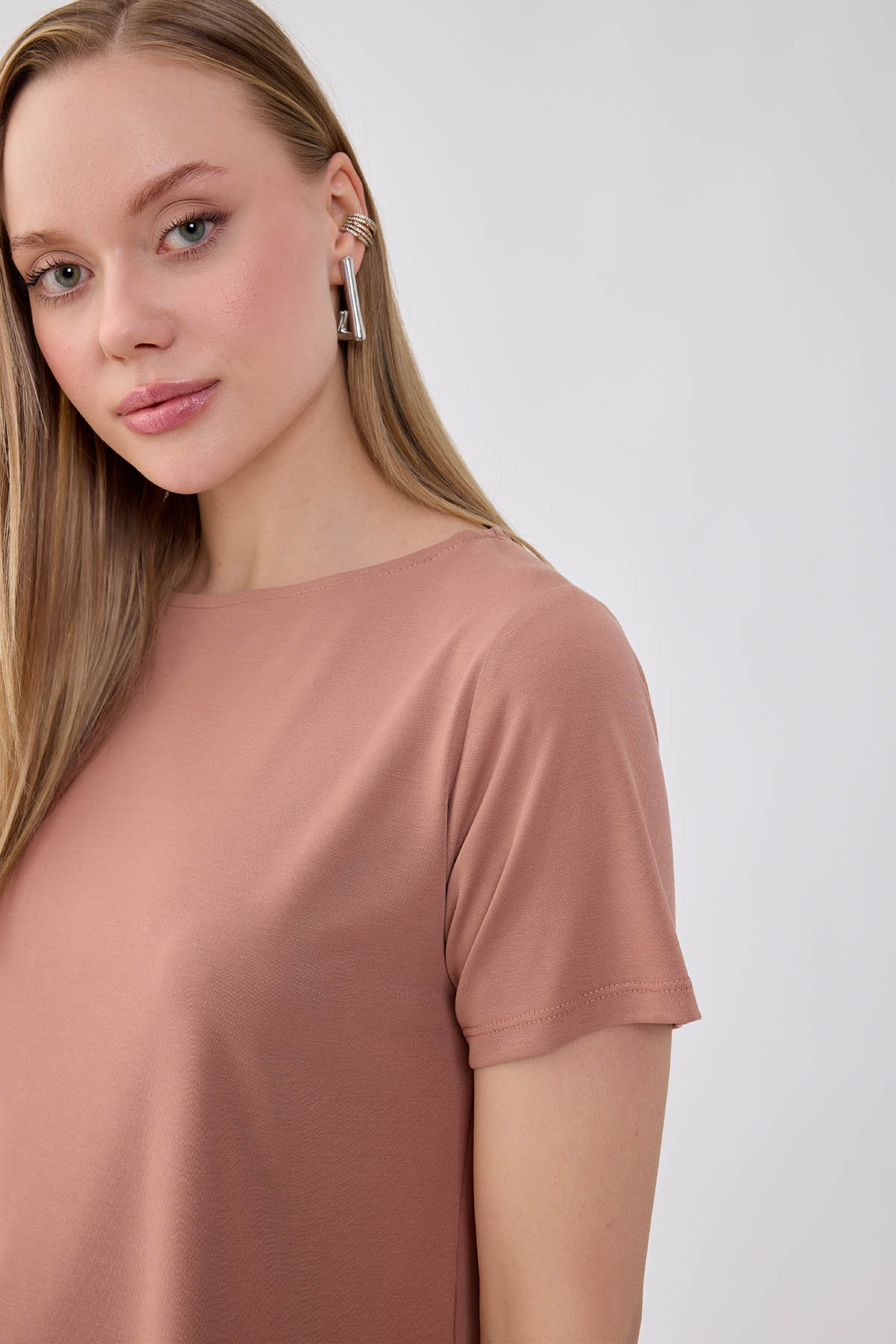 Kısa Kol Rahat Bluz - Thumbnail