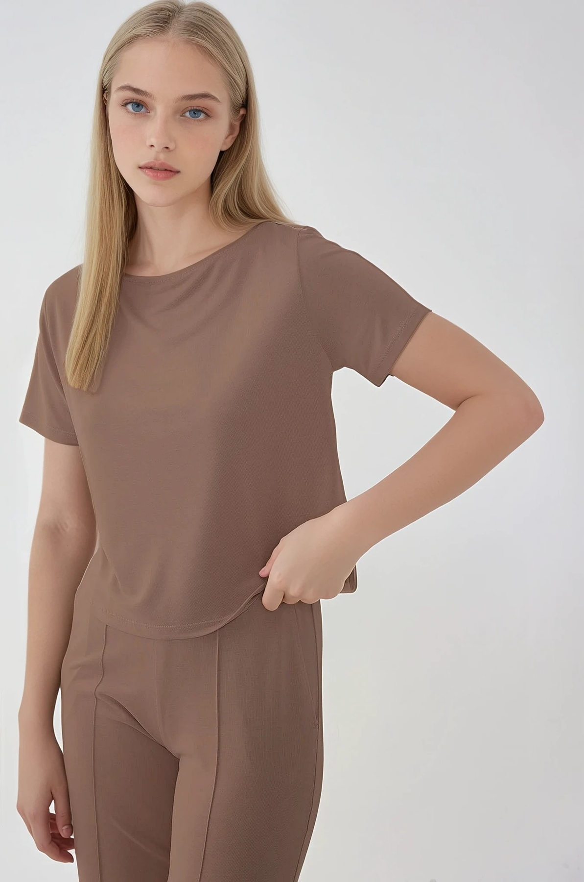 Kısa Kol Rahat Bluz - Thumbnail