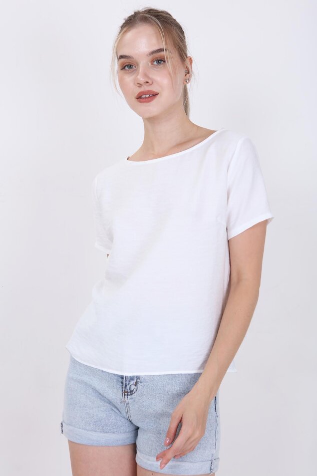 Kısa Kollu Crop Bluz - 8