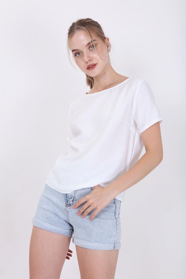 Kısa Kollu Crop Bluz - 10