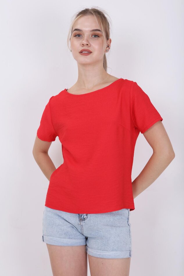 Kısa Kollu Crop Bluz - 17