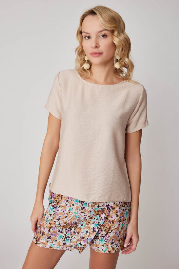 Kısa Kollu Crop Bluz - 38