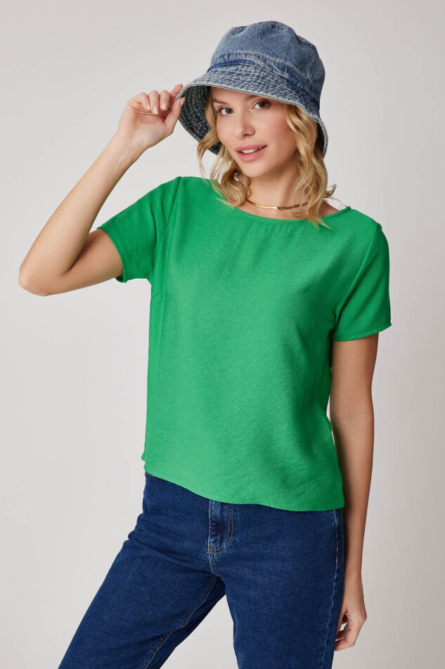Kısa Kollu Crop Bluz - 41