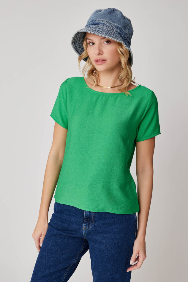Kısa Kollu Crop Bluz - 43