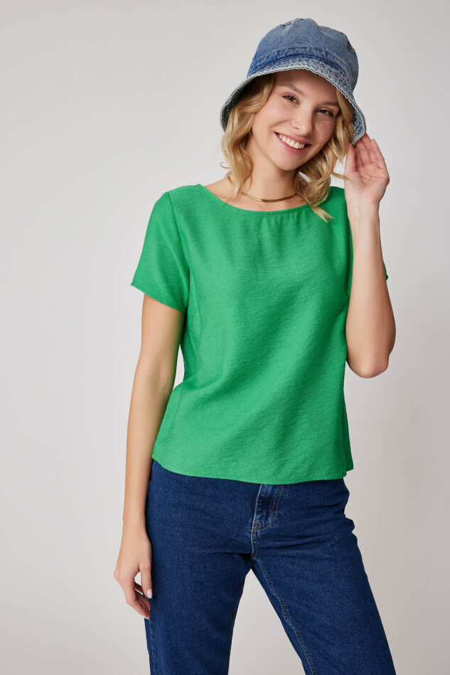 Kısa Kollu Crop Bluz - 44