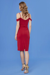 Kol Detaylı İp Askılı Astarlı Elbise - 5