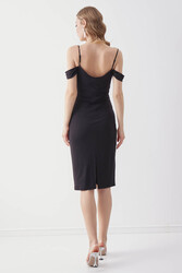 Kol Detaylı İp Askılı Astarlı Elbise - 10