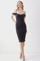 Kol Detaylı İp Askılı Astarlı Elbise - 7