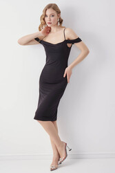 Kol Detaylı İp Askılı Astarlı Elbise - 9