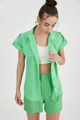 Kol Detaylı Kısa Kol Gömlek (1)