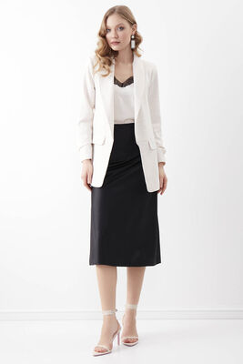 Kolu Büzgülü Viskon Keten Ceket - Thumbnail (19)