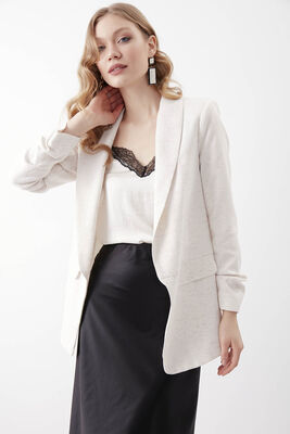 Kolu Büzgülü Viskon Keten Ceket - Thumbnail (22)