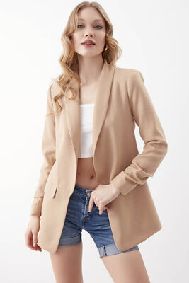 Kolu Büzgülü Viskon Keten Ceket - Thumbnail (25)