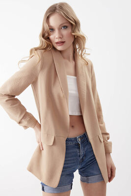 Kolu Büzgülü Viskon Keten Ceket - Thumbnail (26)