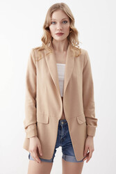 Kolu Büzgülü Viskon Keten Ceket - 29