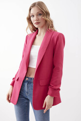 Kolu Büzgülü Viskon Keten Ceket - 35