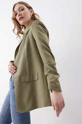 Kolu Büzgülü Viskon Keten Ceket - 41