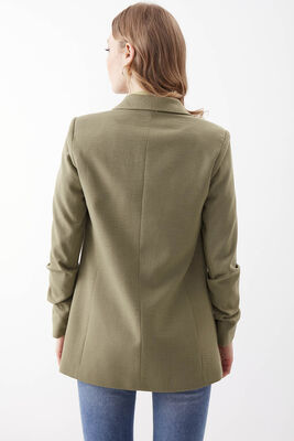 Kolu Büzgülü Viskon Keten Ceket - 42