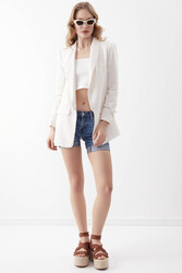 Kolu Büzgülü Viskon Keten Ceket - 21