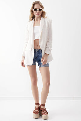 Kolu Büzgülü Viskon Keten Ceket - Thumbnail (20)