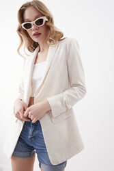 Kolu Büzgülü Viskon Keten Ceket - 19