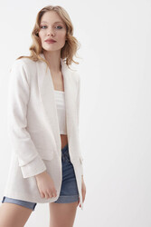 Kolu Büzgülü Viskon Keten Ceket - 22