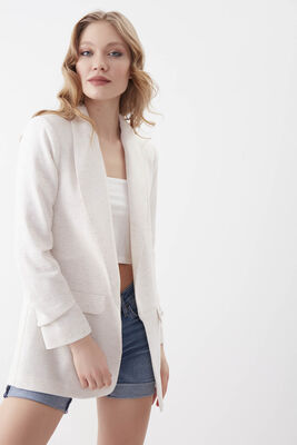 Kolu Büzgülü Viskon Keten Ceket - Thumbnail (21)